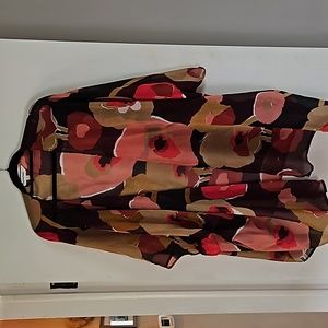 DaviaDani (Chic Soul purchased) kimono coverup 2Xl floral red/pink/gold sheer